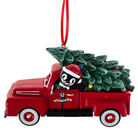 NEW LOW PRICE! Kit-Cat Klock clock driving a red truck Christmas Ornament - Picture 2 of 5